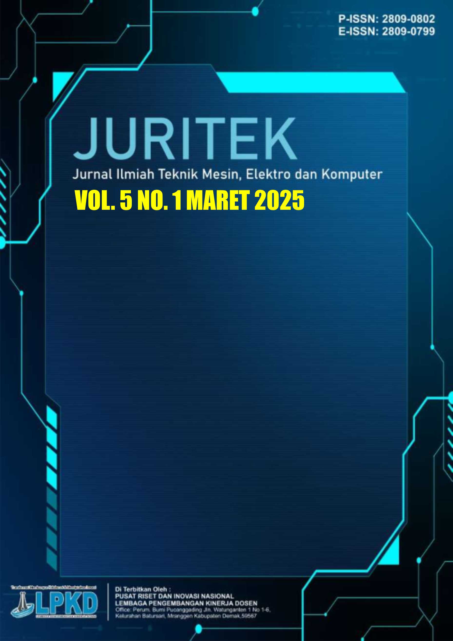 					View Vol. 5 No. 1 (2025): Maret ; Jurnal Ilmiah Teknik Mesin, Elektro dan Komputer
				