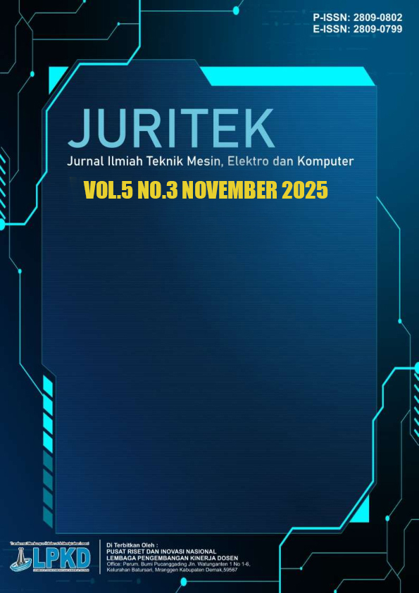 					View Vol. 5 No. 3 (2025): November: Jurnal Ilmiah Teknik Mesin, Elektro dan Komputer
				