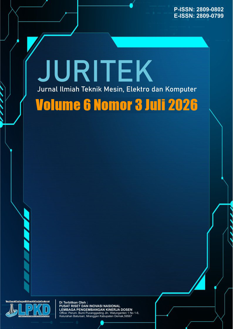 					View Vol. 6 No. 2 (2026): Juli: Jurnal Ilmiah Teknik Mesin, Elektro dan Komputer
				